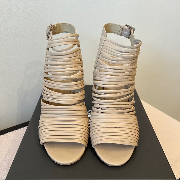 Vince Camuto Shoes - Women's "Vince Camuto" Tan Open Toe Leather Heels, Size 9 - WORN ONCE